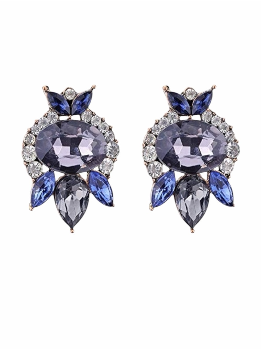 Sapphire Blue, Aquamarine and Rhinestone Fashion Earrings NWOT